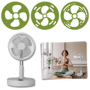 Ventilador portátil Ruhiku GW com carregamento USB, três velocidades, ideal para aquecimento e refrigeração pessoal.