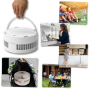 Ventilador portátil Ruhiku GW com carregamento USB, compacto, ideal para aquecimento e refrigeração pessoal.