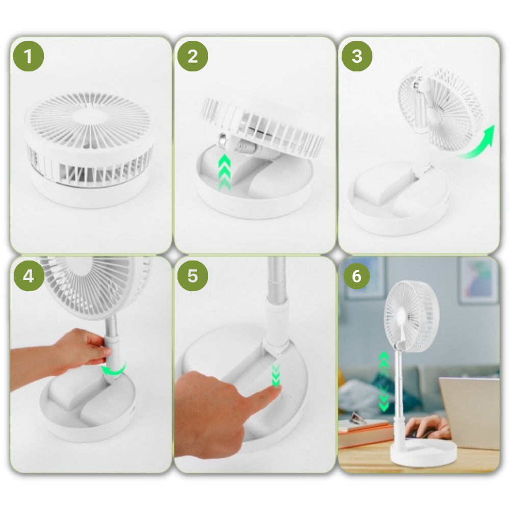 Ventilador portátil Ruhiku GW com carregamento USB, ideal para resfriar ou aquecer em ambientes internos.