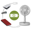 Ventilador portátil carregado por USB da Ruhiku GW, ideal para aquecimento e resfriamento em ambientes diversos.