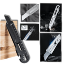 Cutter retrátil preto da Utility Knives, ferramenta de corte versátil com lâmina retrátil para uso geral.