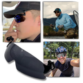 Óculos de sol clip-on polarizados da Opsales com proteção UV, mostrados em fundo branco com lente escura.