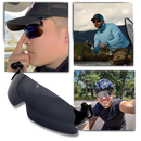 Óculos de sol clip-on polarizados da Opsales com proteção UV, mostrados em fundo branco com lente escura.