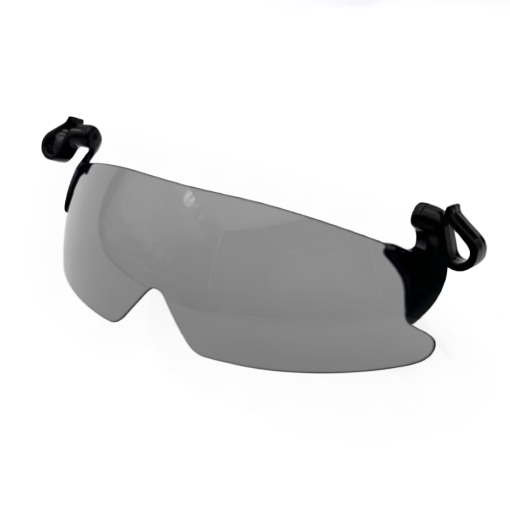 Óculos de sol clip-on polarizado Opsales com proteção UV, armação prateada e lentes escuras para proteção solar.