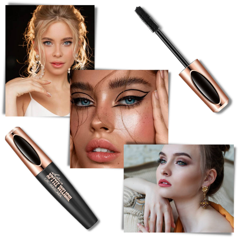 Máscara recourbante 4D da Valatala, cosméticos para alongar e definir os cílios, com escova volumizadora e efeito dramático.