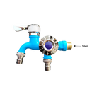 Robinet à double tête Valink, pièce de plomberie en métal avec finition bleue, pour installation de plomberie domestique.