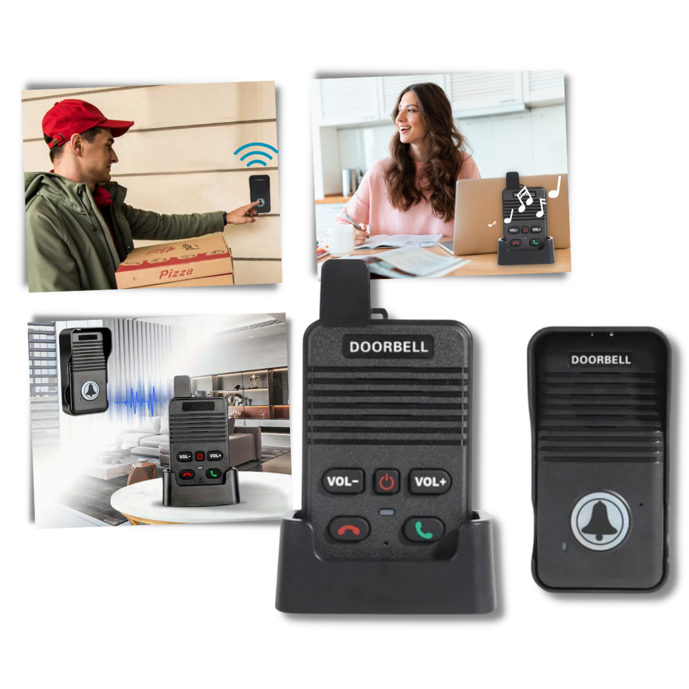 Sistema de sonnerie e interfone Valseel para portas, com emissor e receptor, comunicação avançada em quincailleria para portas