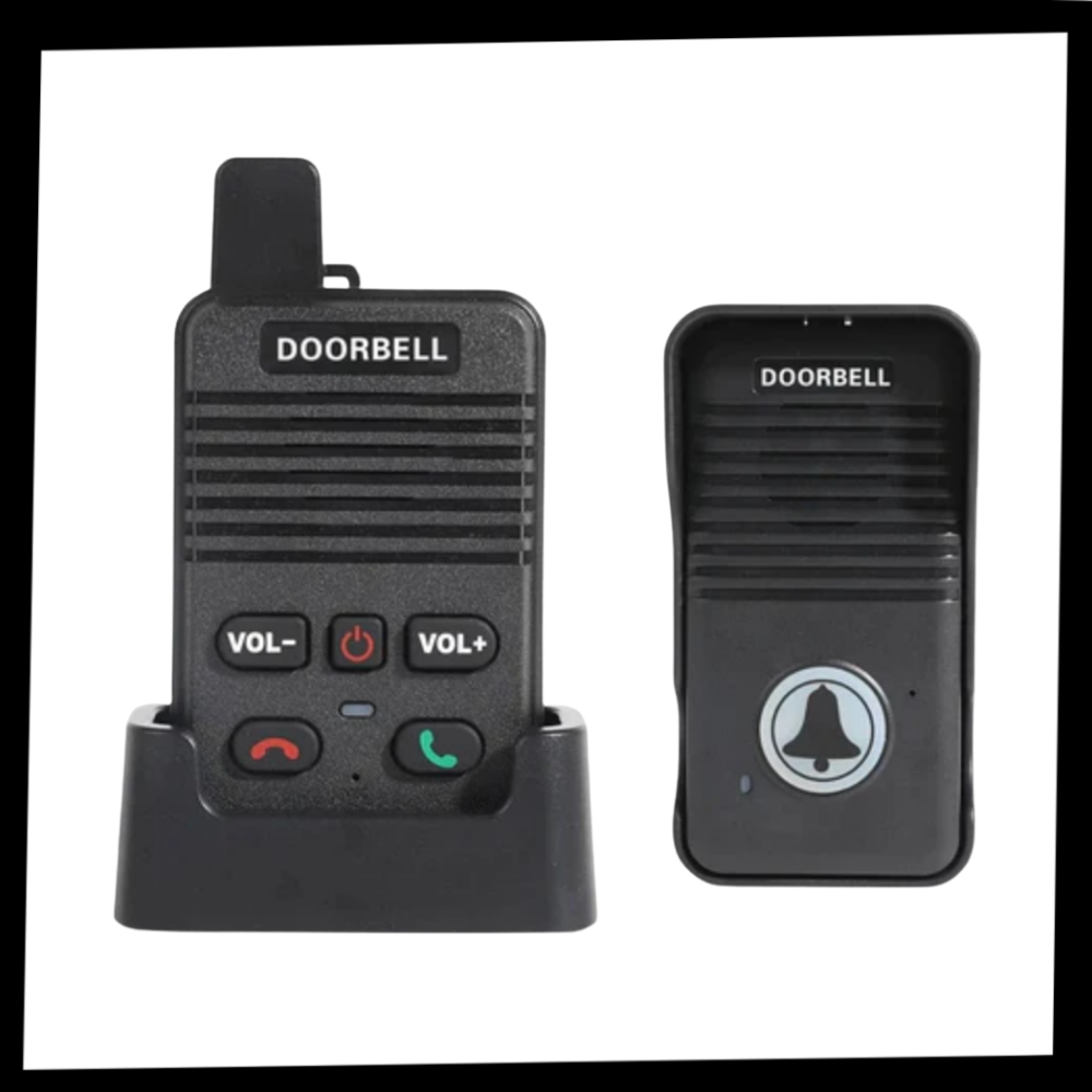 Interfone e campainha Valseel para portas, comunicação avançada com emissor e receptor, produto de quincaillerie para portas.