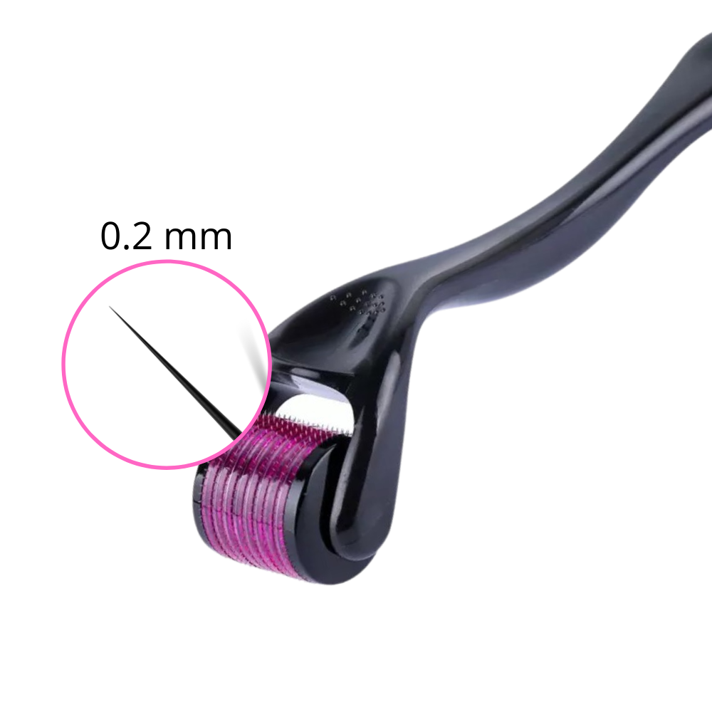 Rouleau dermique preto da Valy Layton para crescimento de cabelos e barba, ferramenta de cuidado capilar com superfície de microagulhas