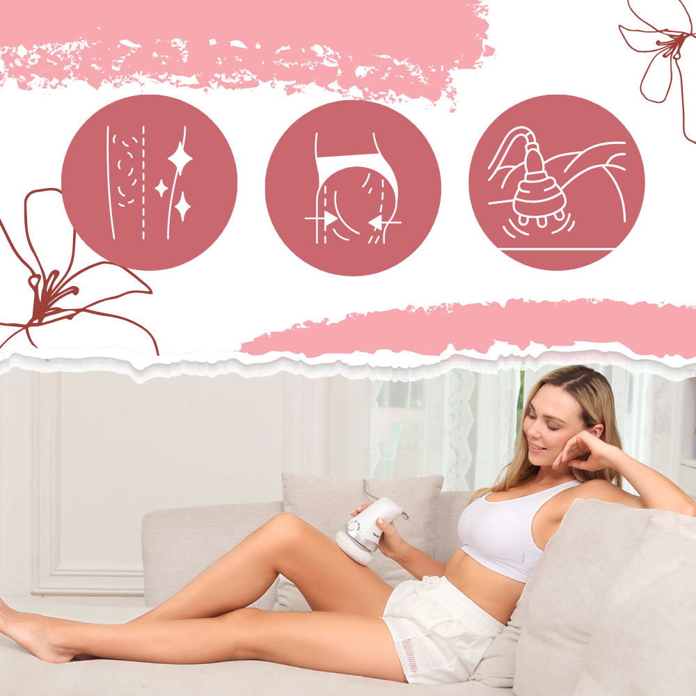 Massajador anti-celulite Vanipuff por vibrações de alta frequência para massagem e relaxamento corporal.