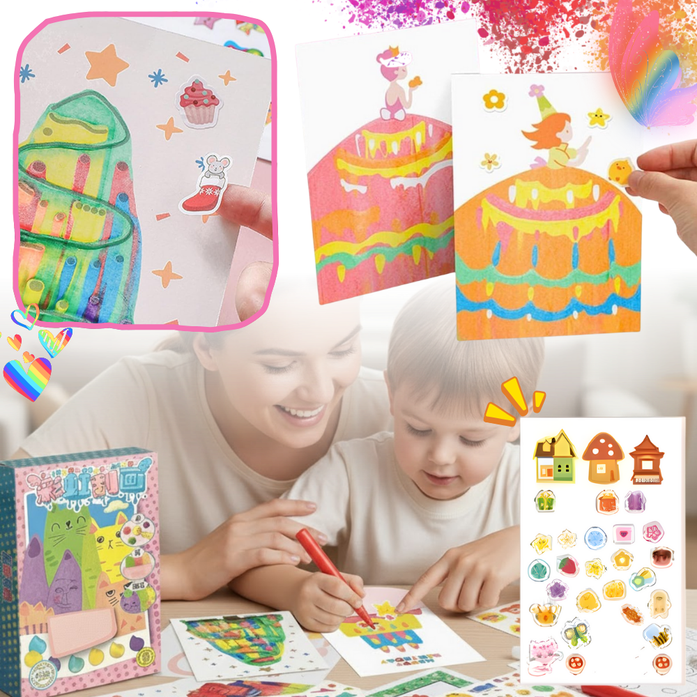 Kit de pintura com bolinhas e espátula para crianças da marca Vatos, inclui materiais para atividades de artesanato criativo.