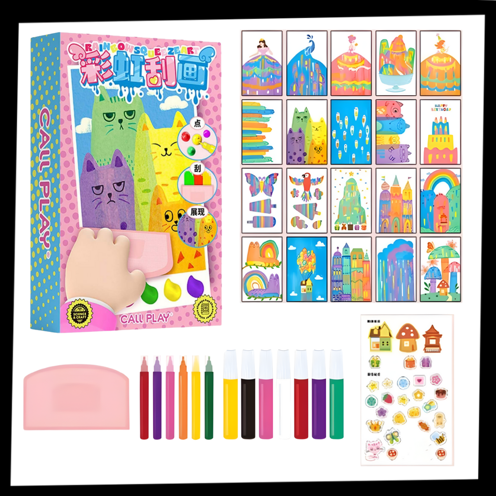 Kit de pintura com bolinhas e espátula para crianças da marca Vatos, ideal para atividades de lazer criativo infantil.