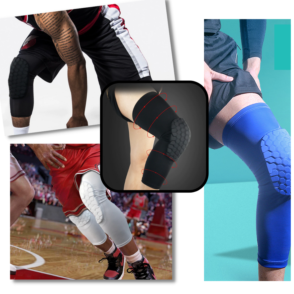 Joelheira anti-colisão Vbiger de material esportivo, preta, com proteção extra para joelhos durante atividades físicas.