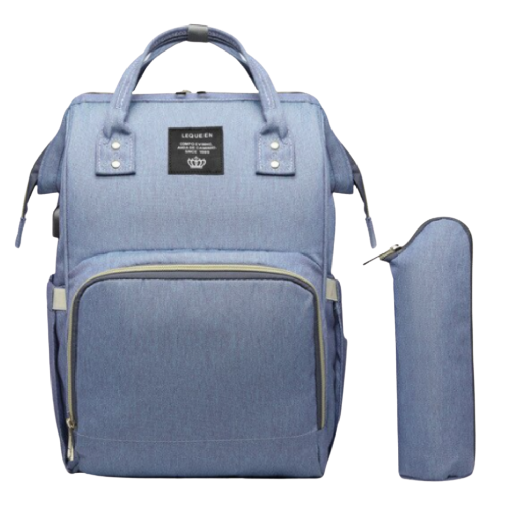 Mochila de maternidade cinza da Vbiger, saco a dos de maternidade com compartimentos espaçosos e alças ajustáveis.