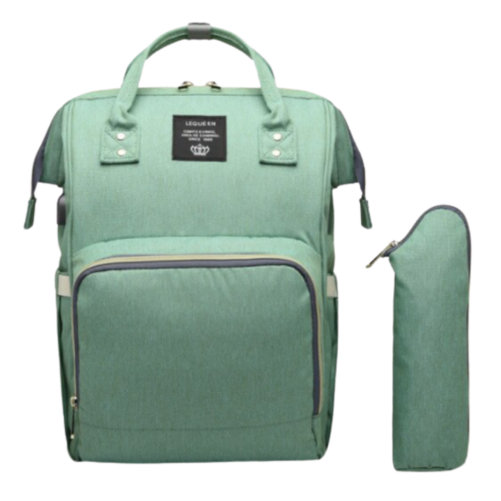 Sac à dos de maternidade cinza da marca Vbiger, com compartimentos espaçosos e alças ajustáveis para mães.