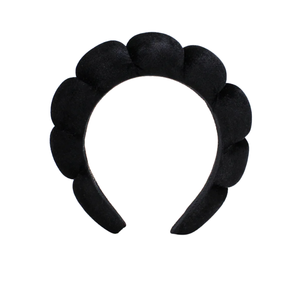 Faixa de cabelo em veludo preto para cuidados com a pele, acessório confortável da marca Homyl.