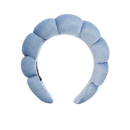 Faixa de cabelo em veludo azul claro da Homyl para cuidados com a pele, acessório confortável para penteados e rotina de beleza.