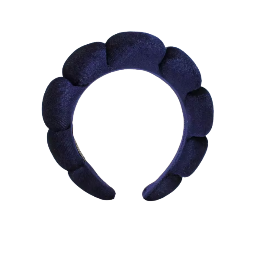 Faixa de cabelo em veludo azul-marinho da Homyl, acessório para cuidados com a pele, confortável e elegante.