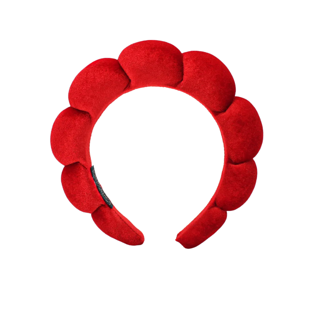 Faixa de cabelo vermelha de veludo acolchoada da Homyl, acessório para cuidados com a pele, confortável e elegante.