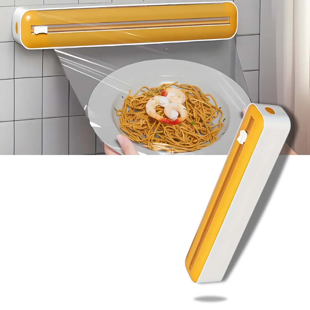 Corte de filme plástico versátil da Aoksee, utensílio de cozinha para embalar alimentos com facilidade e precisão.