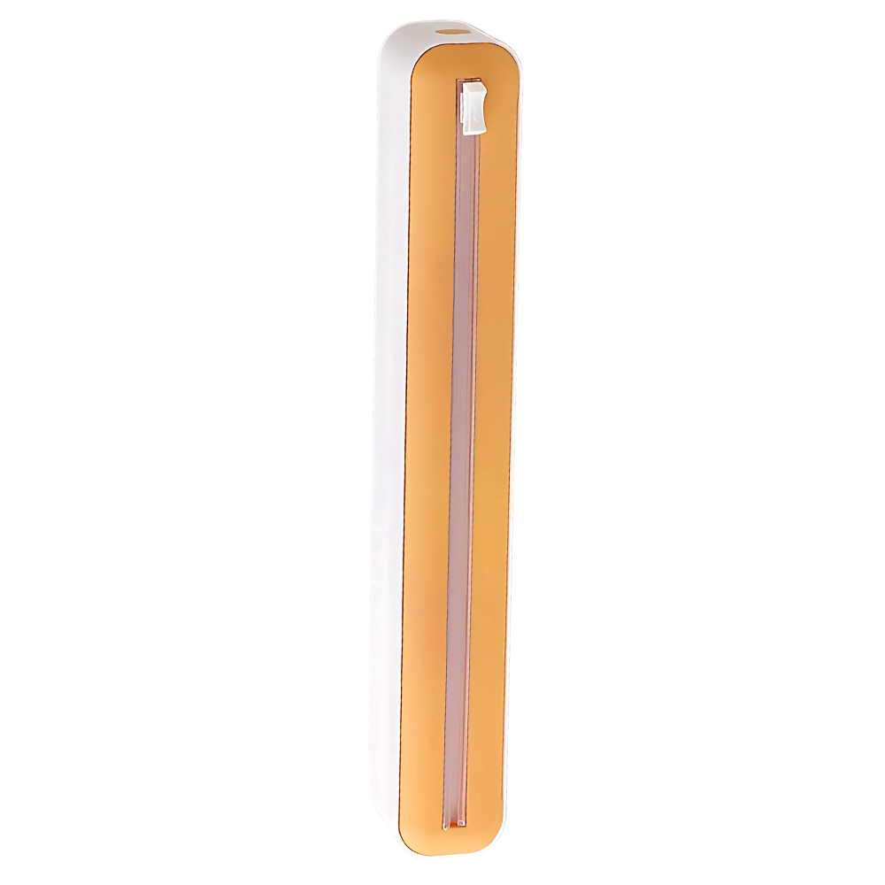 Cortador de filme plástico amarelo da Aoksee, utensílio de cozinha para cortar filme plástico de forma prática e segura.