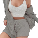 Conjunto de pijama curto cinza da Topmelon, roupas de dormir e relaxamento estilosas e versáteis para conforto.