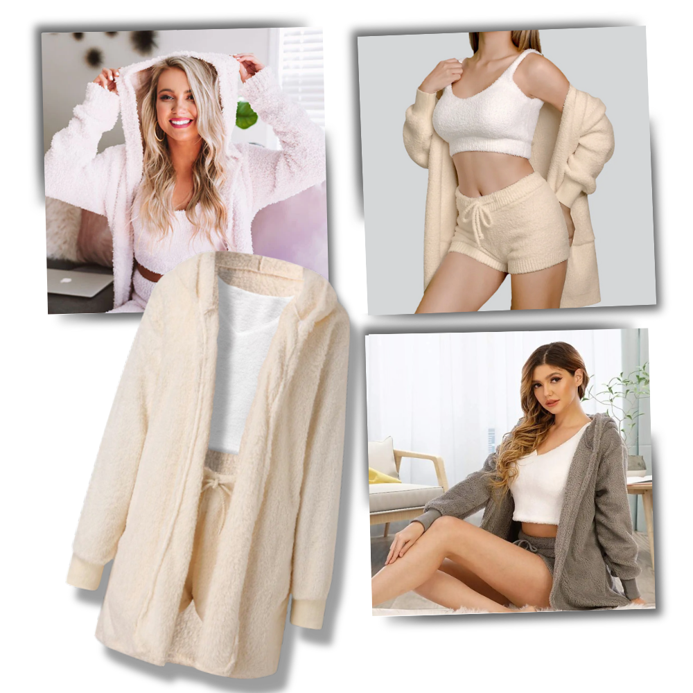 Conjunto de pijama curto e estiloso da Topmelon para dormir ou relaxar, com design versátil e confortável.