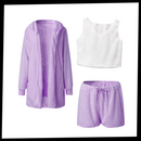 Conjunto de pijama curto estiloso e versátil da Topmelon, roupas de noite e relaxamento, tecido confortável e design moderno.