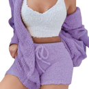 Conjunto de pijama curto e estiloso da Topmelon em cor roxa, ideal para roupas de dormir e relaxamento.