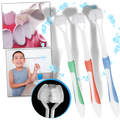 Escova de dentes Viafly com três lados, para adultos e crianças, em cor azul, ideal para cuidados bucais eficientes.