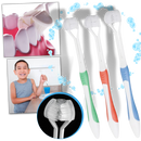 Escova de dentes Viafly com três lados, para adultos e crianças, em cor azul, ideal para cuidados bucais eficientes.