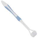 Escova de dentes Viafly de três faces em azul para cuidados bucais, adequada para adultos e crianças, com cerdas eficientes.