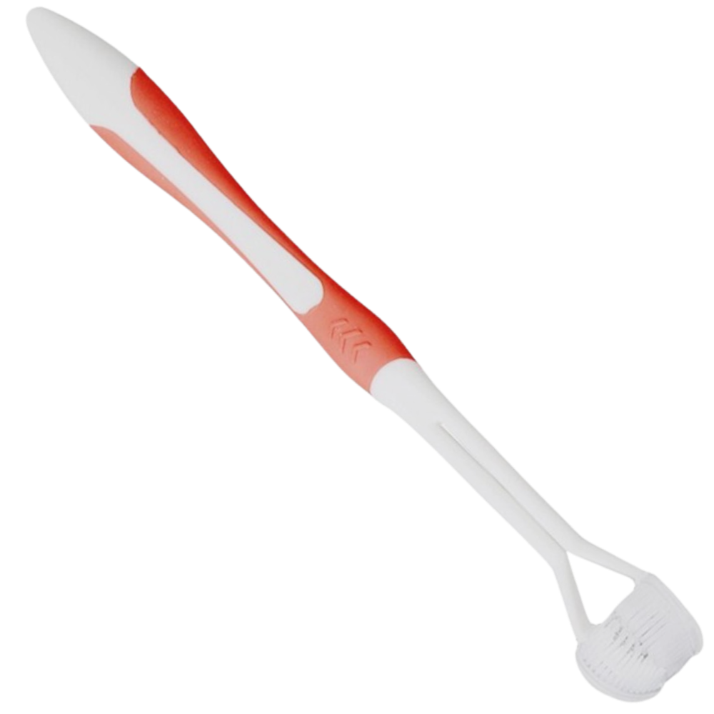 Escova de dentes Viafly com três lados, para adultos e crianças, em azul, para cuidados bucais eficientes.