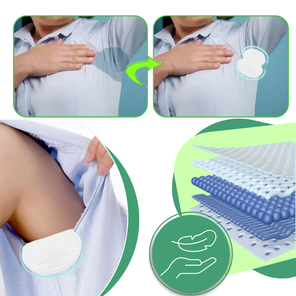 Coussinet anti-transpirante para axilas Viavioe, pacote com 10 unidades, ideal para uso com desodorantes e antitranspirantes.