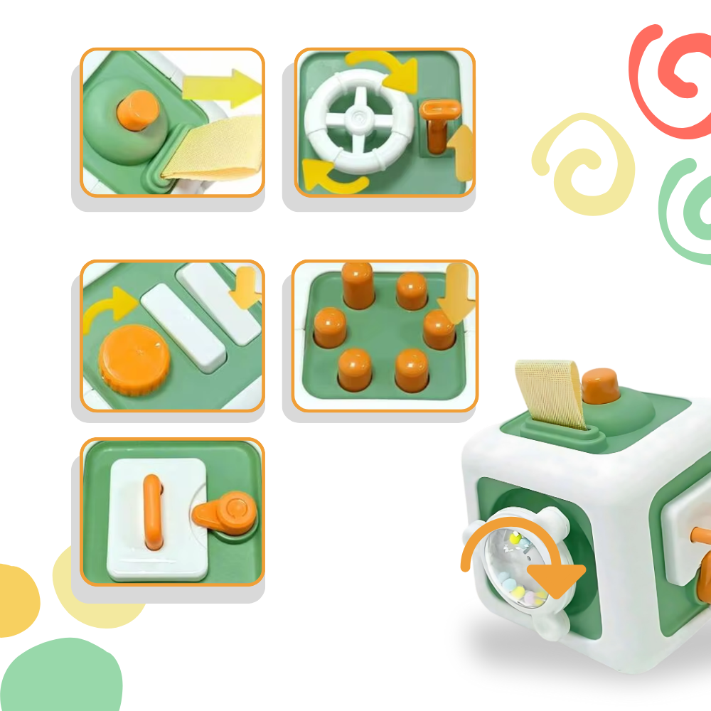 Brinquedo cubo sensorial 6 em 1 da Keep, brinquedo de construção colorido com formas e texturas variadas para crianças