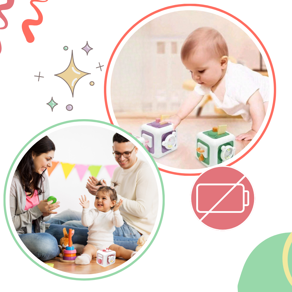 Cubos sensoriais de construção Keep 6 em 1, brinquedo vibrante com peças coloridas para estimular a criatividade e os sentidos.