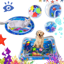 Este tapete sensorial de água para animais de estimação da Aruwei, com design vibrante e colorido, oferece estímulo sensorial e diversão.