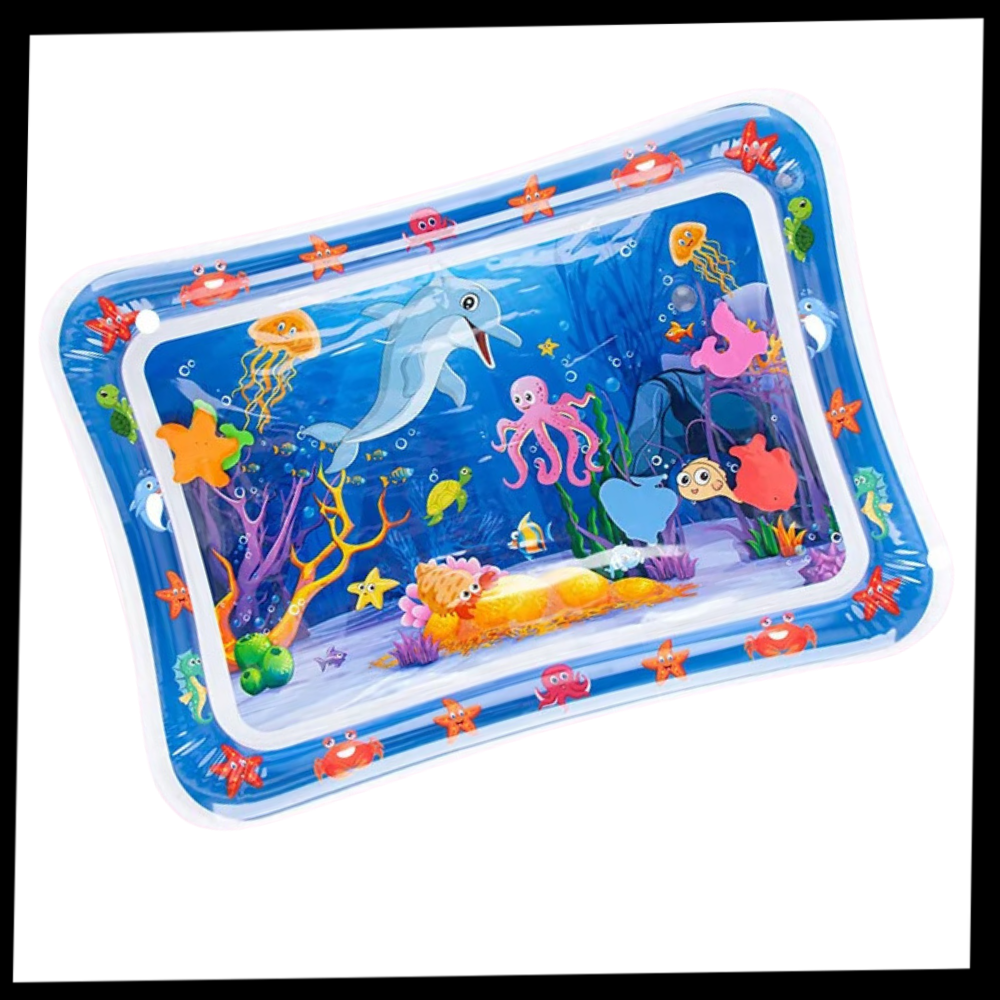 Tapete sensorial de água para animais de estimação Aruwei, com cores vibrantes, ideal para diversão e relaxamento dos pets.