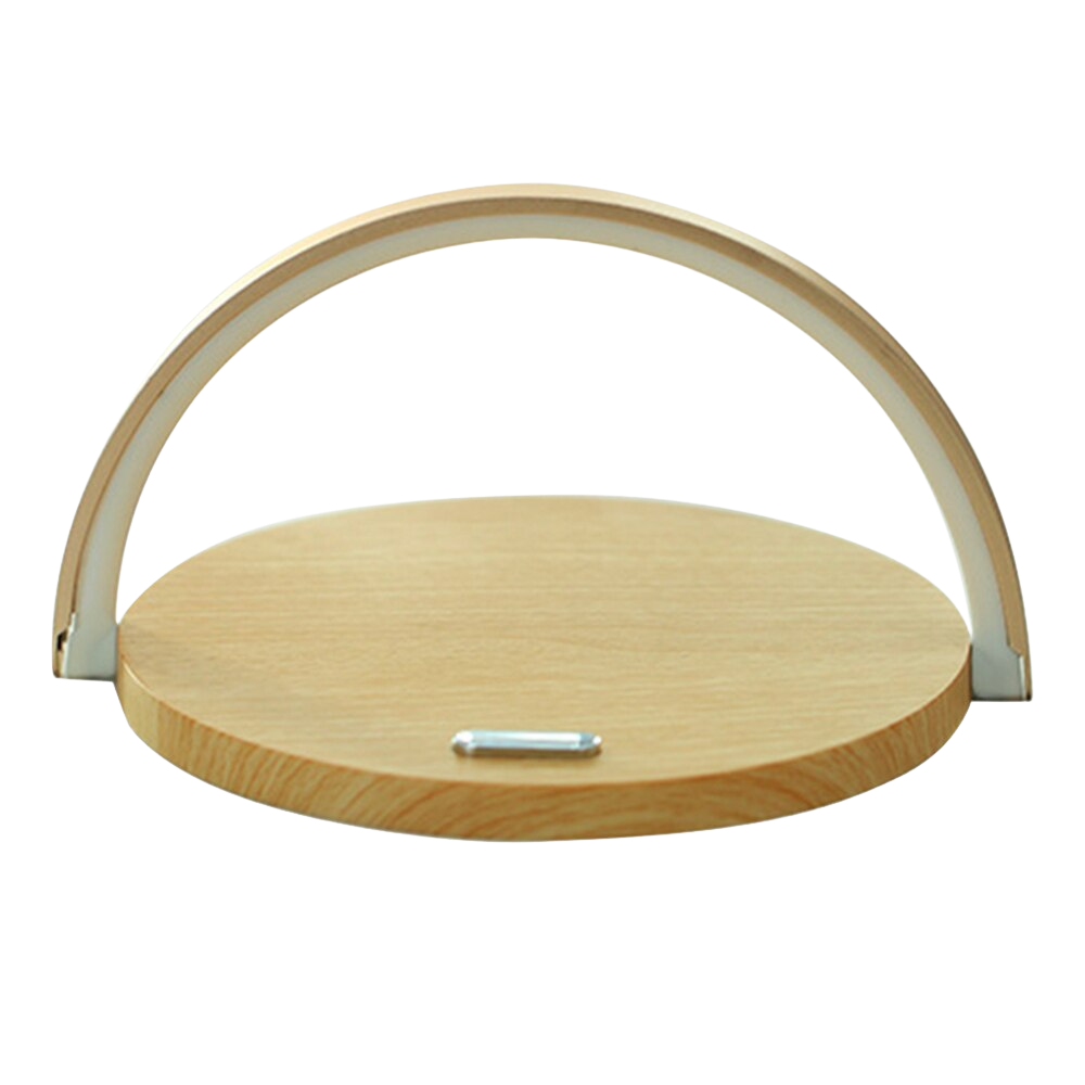 Lâmpada de mesa Vikudaty com carregador de telefone sem fio, suporte de madeira e iluminação moderna.