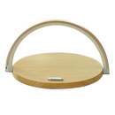 Lâmpada de mesa Vikudaty com carregador de telefone sem fio, suporte de madeira e iluminação moderna.