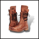 Bottines vintage em couro PU da Okbop, estilo ankle boots com acabamento em couro sintético e design clássico.