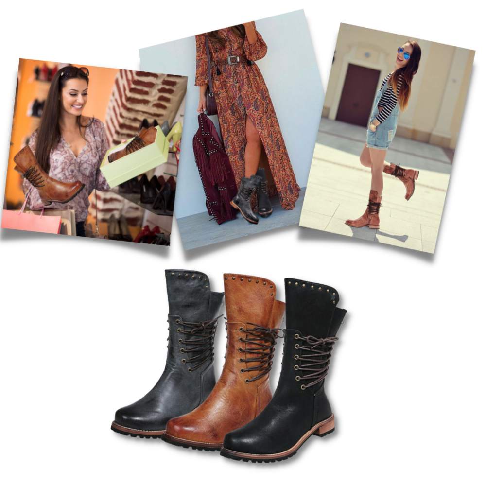 Bota feminina vintage em couro sintético PU, estilo ankle boot, com design clássico e versátil, marca Okbop