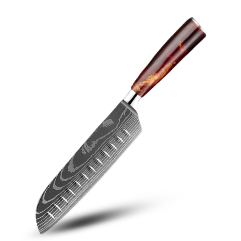 Conjunto de facas japonesas Firestone da Vinvar, incluindo uma faca Nakiri, utensílios de cozinha de alta qualidade.