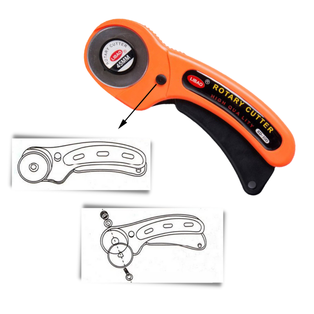 Coupeur rotativo Virgilson para tecidos com cinco lâminas de 45 mm, ferramenta de corte para artesanato e trabalhos manuais.