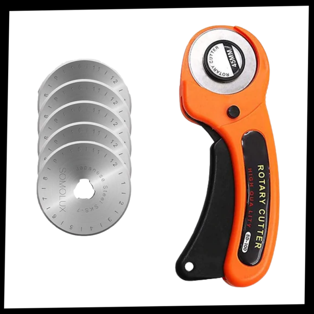 Coupeador rotativo Virgilson para tecidos com cinco lâminas de 45 mm, ferramenta para trabalhos de artesanato e costura.