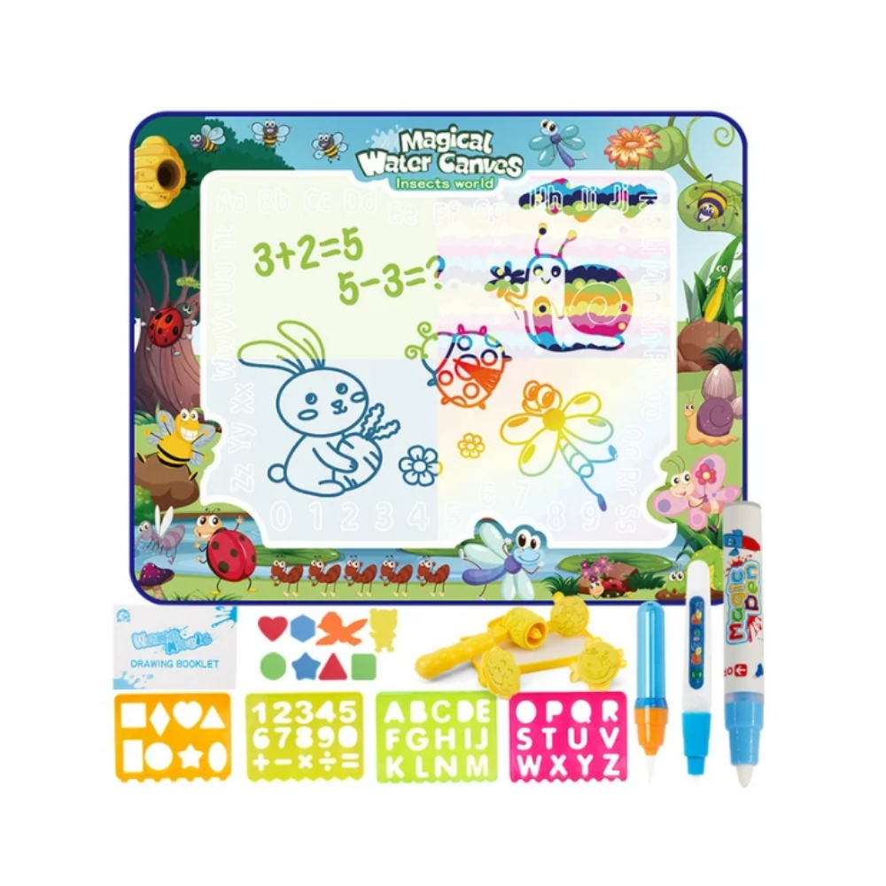 Tapis de gribouillage estimulante à água da marca Vision, com desenhos coloridos e espaço para desenhos com água.
