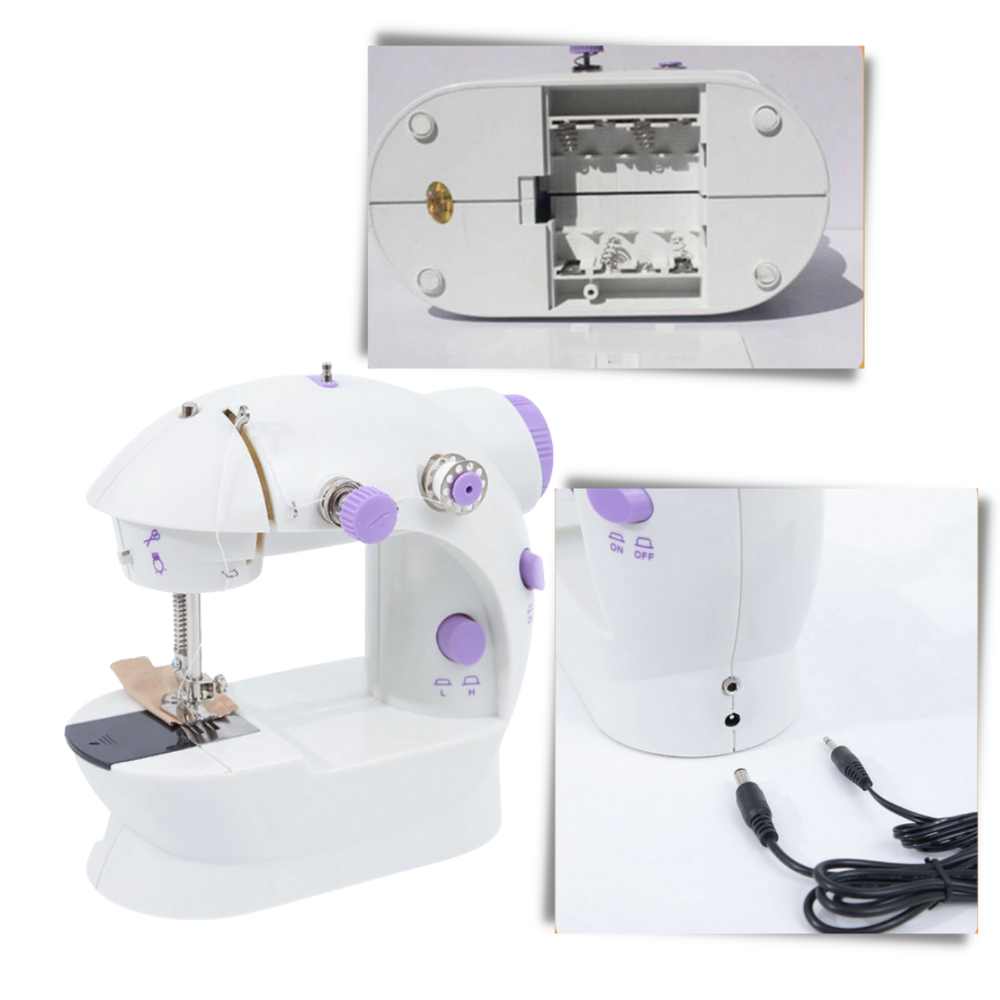 Máquina de costura elétrica portátil Vobor para artesanato, compacta e ideal para projetos de artesanato e costura criativa.