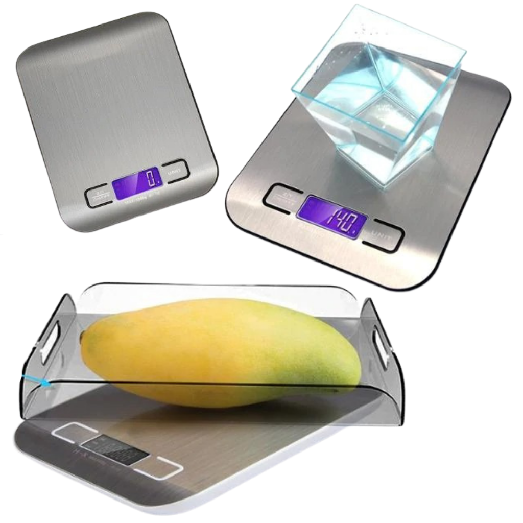 Balance de cuisine numérique Vont com display LCD e base de aço inoxidável, acessório para medir ingredientes com precisão.