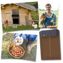 Porta automática para poulailler Wacanda de cor marron, ideal para sistemas de criação e manejo de aves.