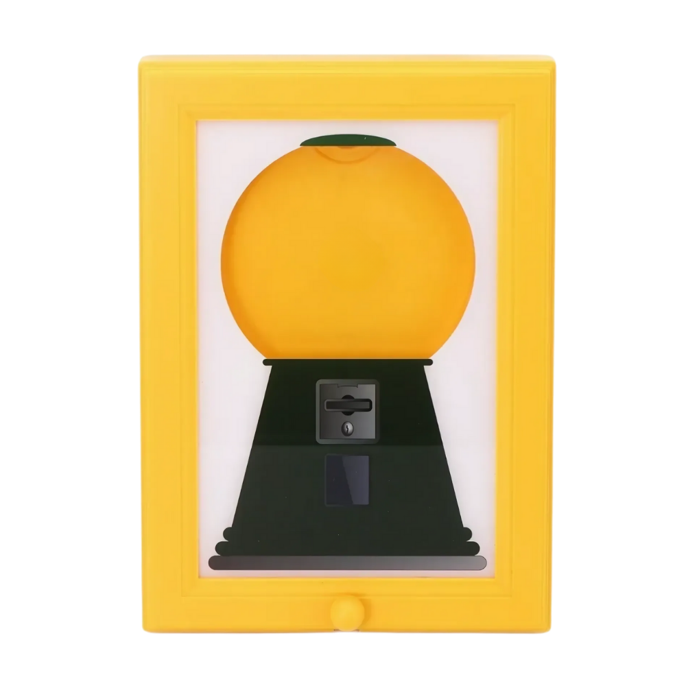 Dispenser de doces de parede da Ostrifin com moldura amarela, utensílio de cozinha para armazenamento de doces.